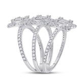 14kt White Gold Womens Baguette Diamond Spiral Fashion Ring 1-/8 Cttw