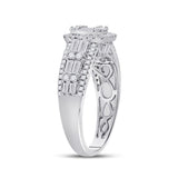 14kt White Gold Womens Baguette Diamond Square Fashion Ring 1 Cttw