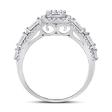 14kt White Gold Womens Round Diamond Square Cluster Ring /8 Cttw
