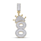 10kt Yellow Gold Mens Round Diamond Number 8 Crown Charm Pendant 3/4 Cttw