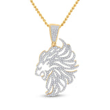 10kt Yellow Gold Mens Round Diamond Lion Mane Charm Pendant 3/4 Cttw