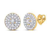 10kt Yellow Gold Womens Round Diamond Oval Earrings 1/3 Cttw