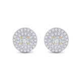 10kt Yellow Gold Womens Round Diamond Circle Earrings 1/4 Cttw