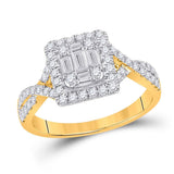 14kt Yellow Gold Womens Baguette Diamond Square Ring 5/8 Cttw