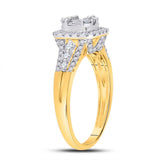 14kt Yellow Gold Womens Baguette Diamond Square Cluster Ring 3/4 Cttw