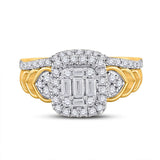 14kt Yellow Gold Baguette Diamond Bridal Wedding Ring Band Set 3/4 Cttw