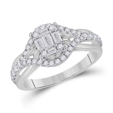 14kt White Gold Womens Baguette Diamond Fashion Ring 3/4 Cttw