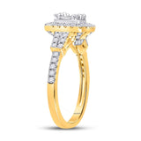 14kt Yellow Gold Womens Baguette Diamond Square Ring 3/4 Cttw