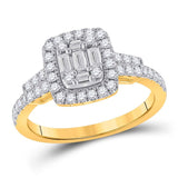 14kt Yellow Gold Womens Baguette Diamond Square Ring 3/4 Cttw