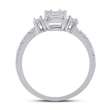 14kt White Gold Womens Baguette Diamond Cluster Ring 5/8 Cttw