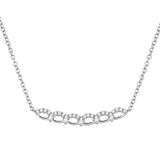 14kt White Gold Womens Round Diamond Bar Necklace 1/3 Cttw