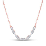 14kt Rose Gold Womens Baguette Diamond Fashion Necklace 1/2 Cttw