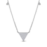 10kt White Gold Womens Round Diamond Triangle Necklace 1/4 Cttw