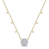 10kt Yellow Gold Womens Round Diamond Circle Cluster Necklace 3/4 Cttw