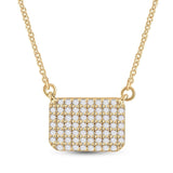 10kt Yellow Gold Womens Round Diamond Rectangle Fashion Necklace 1/5 Cttw