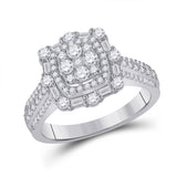 14kt White Gold Womens Round Diamond Cluster Ring 1 Cttw