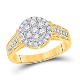 14kt Yellow Gold Womens Round Diamond Cluster Ring 5/8 Cttw