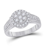 14kt White Gold Womens Round Diamond Cluster Ring 5/8 Cttw