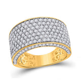 14kt Yellow Gold Mens Round Diamond Pave Band Ring 3-1/5 Cttw