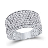 14kt White Gold Mens Round Diamond Pave Band Ring 3-1/5 Cttw