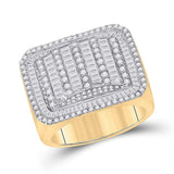 10kt Yellow Gold Mens Baguette Diamond Rectangle Fashion Ring 2-1/4 Cttw