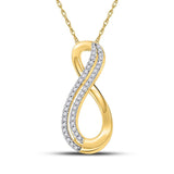 10kt Yellow Gold Womens Round Diamond Infinity Pendant 1/8 Cttw