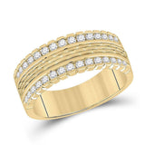 14kt Yellow Gold Mens Round Diamond Wedding Band Ring 3/4 Cttw