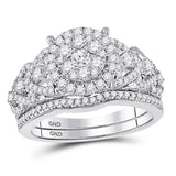 14kt White Gold Round Diamond Bridal Wedding Ring Band Set 1 Cttw Size