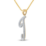 10kt Yellow Gold Womens Round Diamond Initial J Letter Pendant 1/6 Cttw