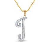 10kt Yellow Gold Womens Round Diamond Initial J Letter Pendant 1/6 Cttw