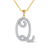 10kt Yellow Gold Womens Round Diamond Initial Q Letter Pendant 1/4 Cttw