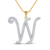 10kt Yellow Gold Womens Round Diamond Initial W Letter Pendant 1/4 Cttw