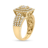 14kt Yellow Gold Womens Baguette Diamond Square Ring /8 Cttw