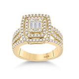 14kt Yellow Gold Womens Baguette Diamond Square Ring /8 Cttw