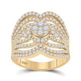 14kt Yellow Gold Womens Round Diamond Fashion Ring 1-3/4 Cttw