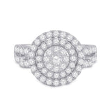 14kt White Gold Womens Round Diamond Circle Cluster Ring 1-1/3 Cttw