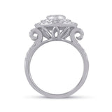 14kt White Gold Womens Round Diamond Circle Cluster Ring 1-1/3 Cttw