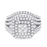 14kt White Gold Round Diamond Bridal Wedding Ring Band Set 1-3/4 Cttw
