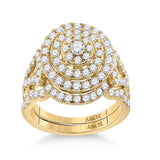 14kt Yellow Gold Round Diamond Bridal Wedding Ring Band Set 1-1/3 Cttw