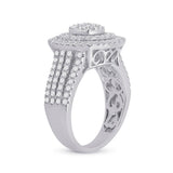 14kt White Gold Womens Round Diamond Square Cluster Ring 1-1/2 Cttw