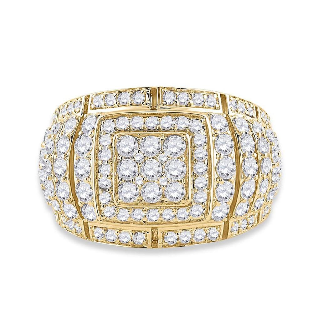 14kt Yellow Gold Mens Round Diamond Cluster Ring 3 Cttw