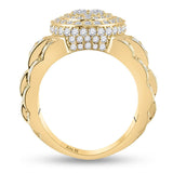 14kt Yellow Gold Mens Round Diamond Oval Ring 2-3/4 Cttw