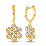 10kt Yellow Gold Womens Round Diamond Dangle Earrings 1 Cttw