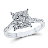 10kt White Gold Womens Round Diamond Square Ring 1/3 Cttw