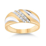 10kt Yellow Gold Mens Round Diamond 2-tone Wedding Anniversary Band Ring 1/8 Cttw