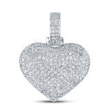 10kt White Gold Womens Round Diamond Charmed Heart Pendant 3/4 Cttw