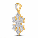 10kt Yellow Gold Mens Baguette Diamond Snowflake Charm Pendant 1-5/8 Cttw