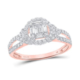14kt Rose Gold Womens Baguette Diamond Fashion Ring 3/4 Cttw