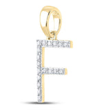 10kt Yellow Gold Womens Round Diamond F Initial Letter Pendant 1/8 Cttw