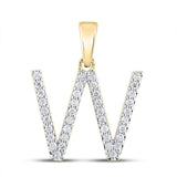 10kt Yellow Gold Womens Round Diamond W Initial Letter Pendant 1/4 Cttw